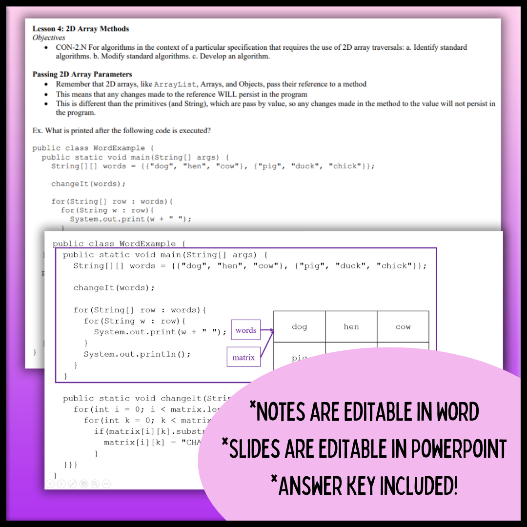 Goldie's Unit 8 GUIDED NOTES for AP® Computer Science A