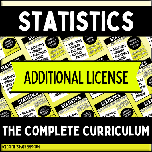 *ADDITIONAL LICENSE* Statistics: COMPLETE Curriculum Bundle (Units 1 - 11)