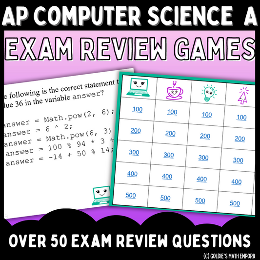 AP Computer Science A Jeopardy-Style Review Games