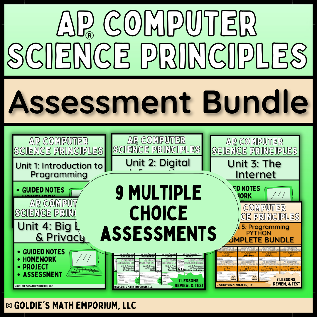 Goldie's AP® Computer Science Principles Assessment Bundle