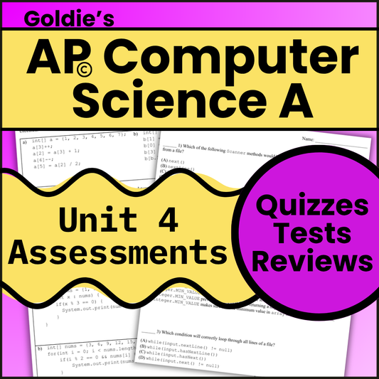 AP® CSA Unit 4: Data Collections | Goldie's Assessments