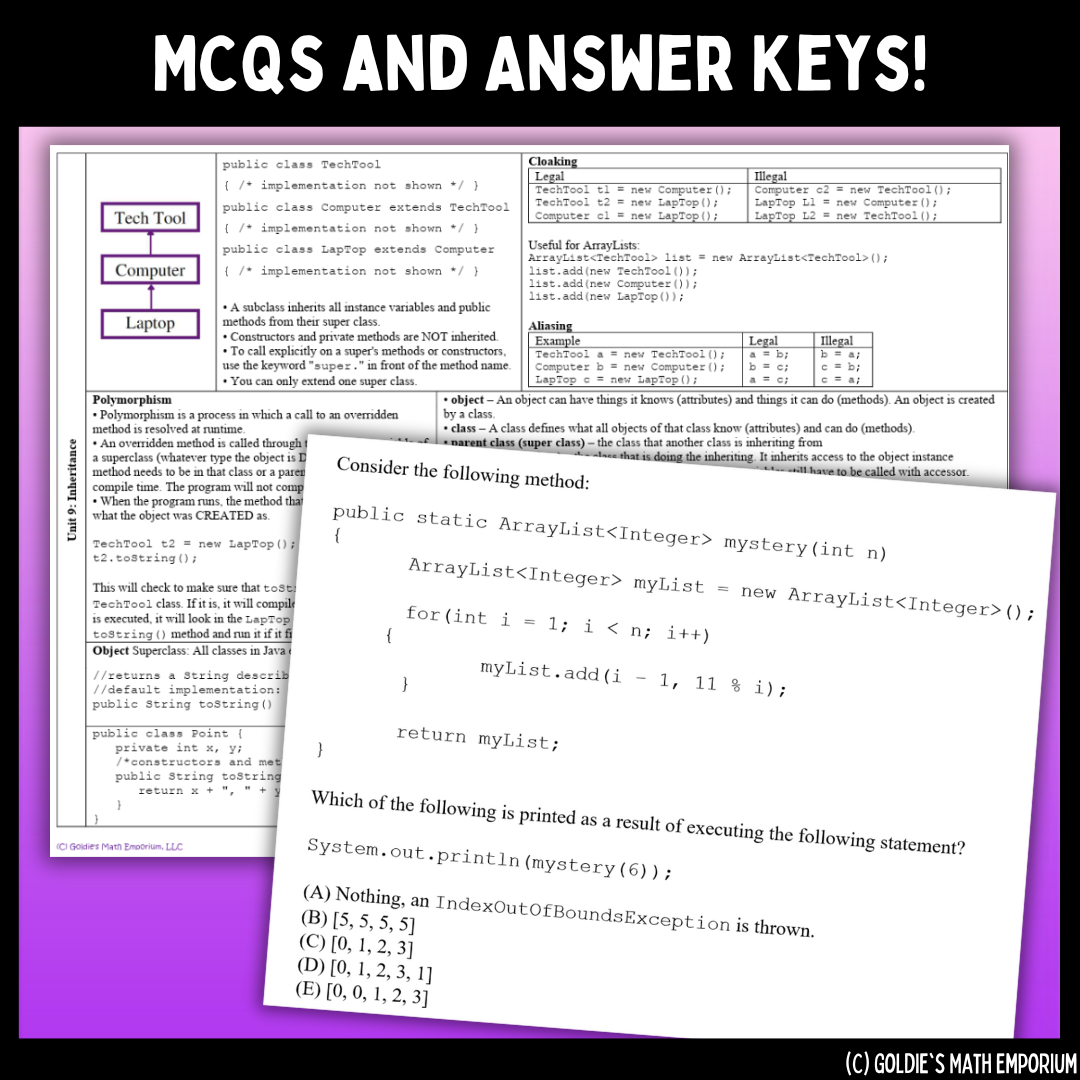 Goldie's AP Computer Science A Exam Review -- FREE!!