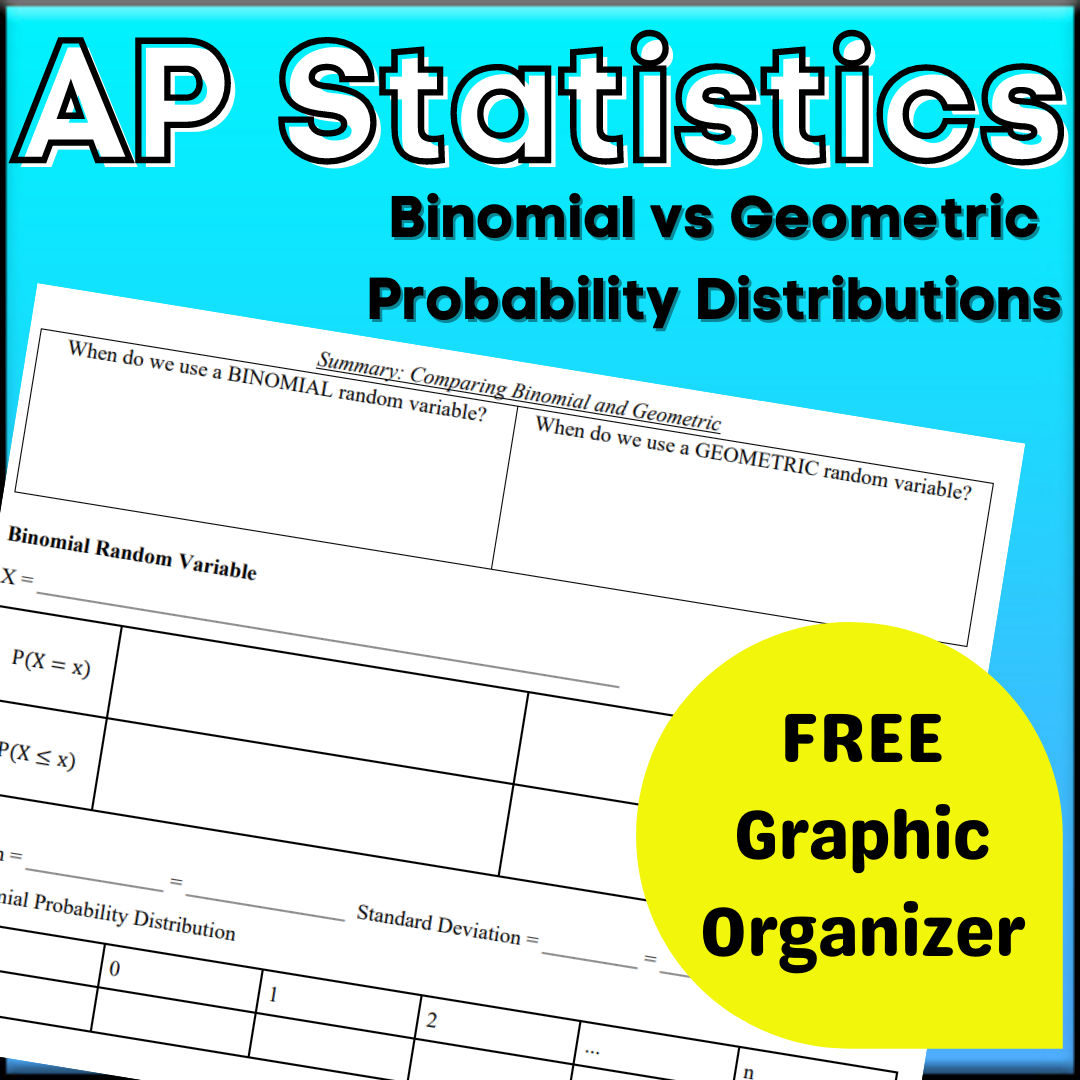AP Statistics Binomial vs Geometric Probability FREE Organizer