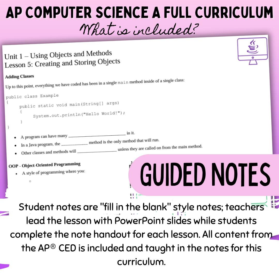Goldie's FULL CURRICULUM for AP® Computer Science A