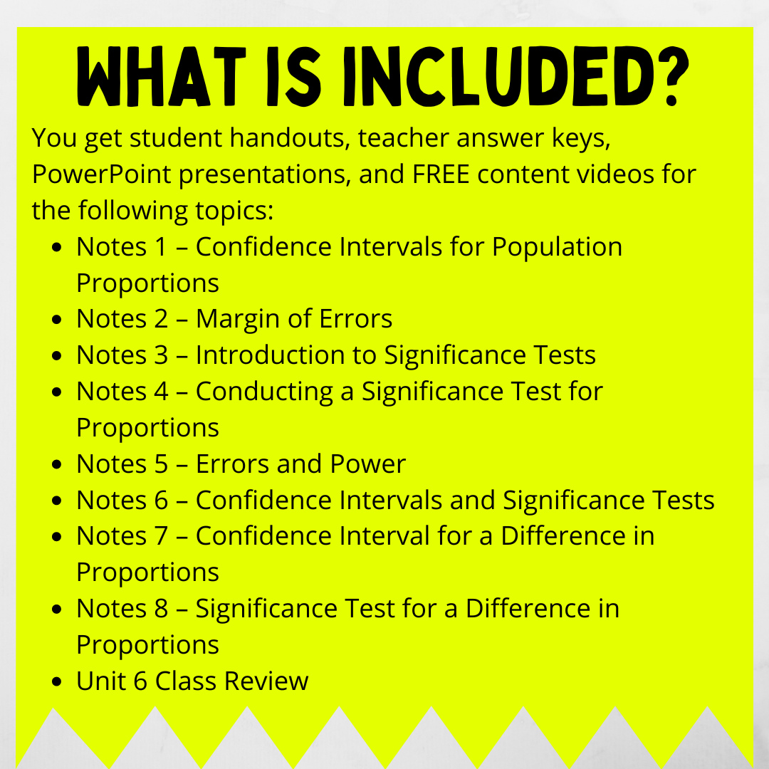 Goldie’s Unit 6 - Inference for Proportions - GUIDED NOTES for AP® Statistics