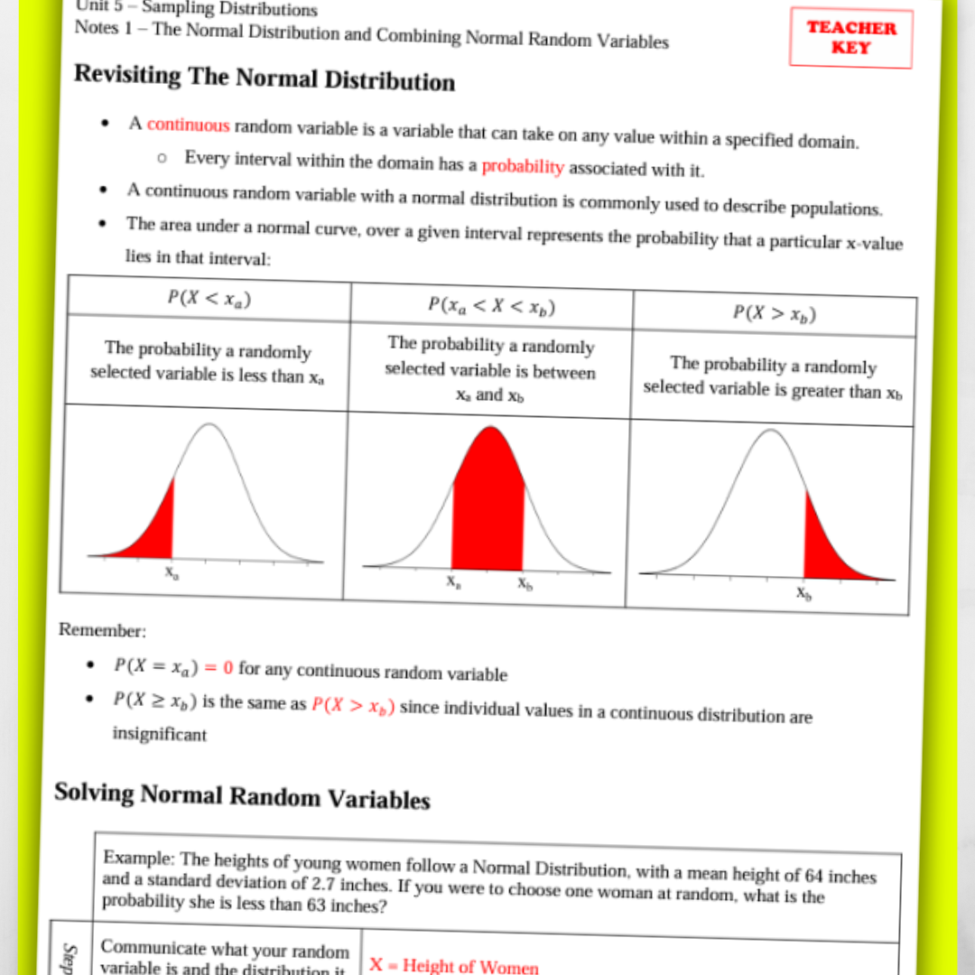 Goldie’s Unit 5 - Sampling Distributions - GUIDED NOTES for AP® Statistics