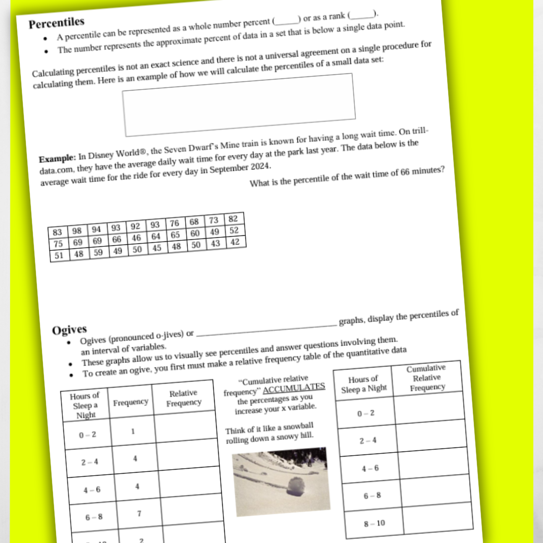 Goldie’s Unit 1 Exploring One Variable Data - GUIDED NOTES for AP® Statistics