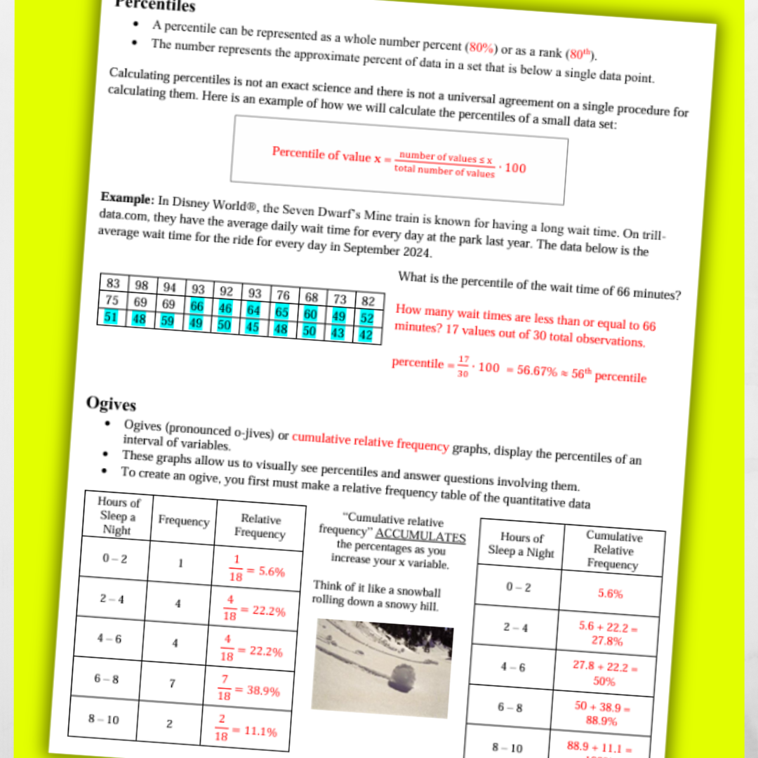 Goldie’s Unit 1 Exploring One Variable Data - GUIDED NOTES for AP® Statistics