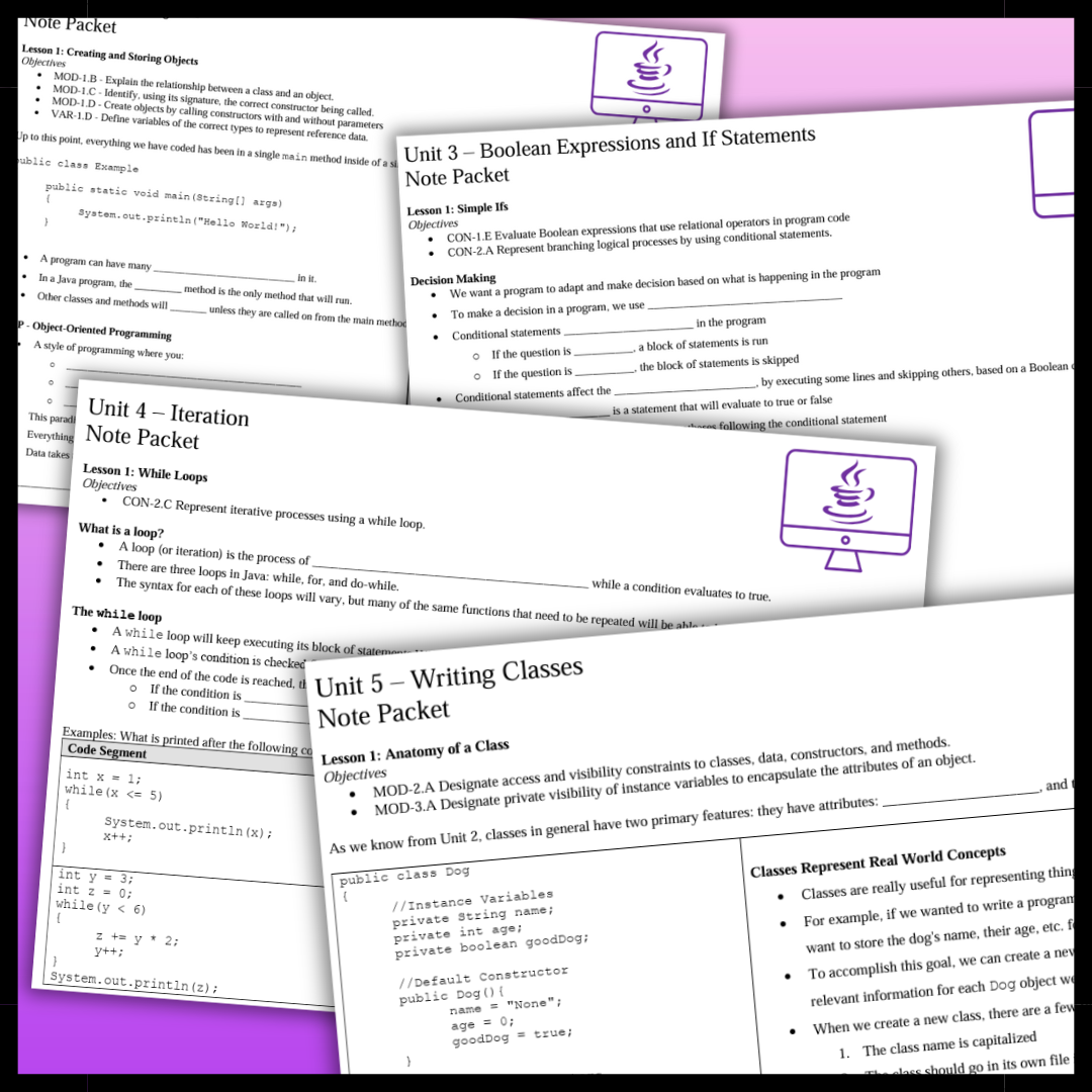 Goldie's AP® Computer Science A Guided Note BUNDLE