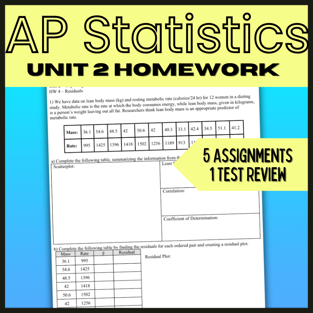 Goldie’s Unit 2 - Exploring Two Variable Data - Homework for AP® Statistics