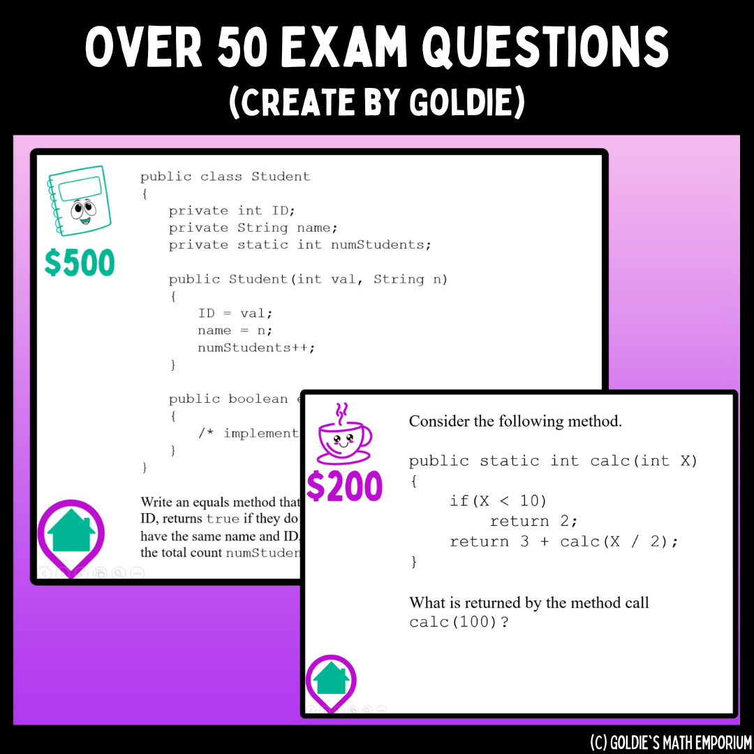 AP Computer Science A Jeopardy-Style Review Games