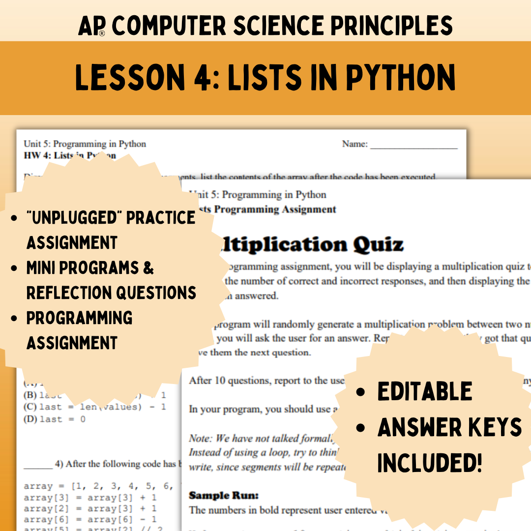 Goldie’s AP® CSP Programming in Python – Lesson 4: Lists
