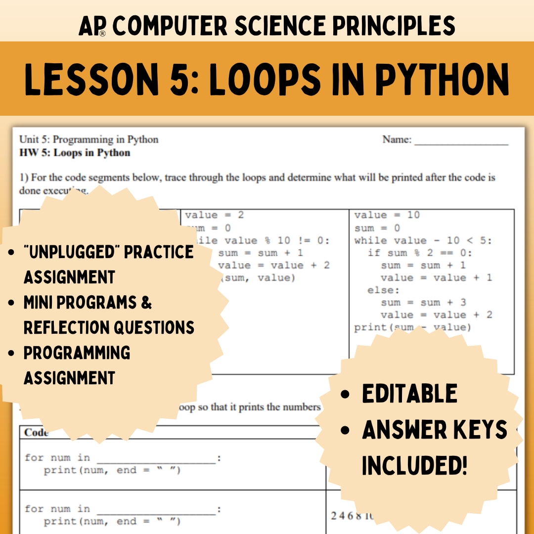 Goldie’s AP® CSP Programming in Python – Lesson 5: Loops