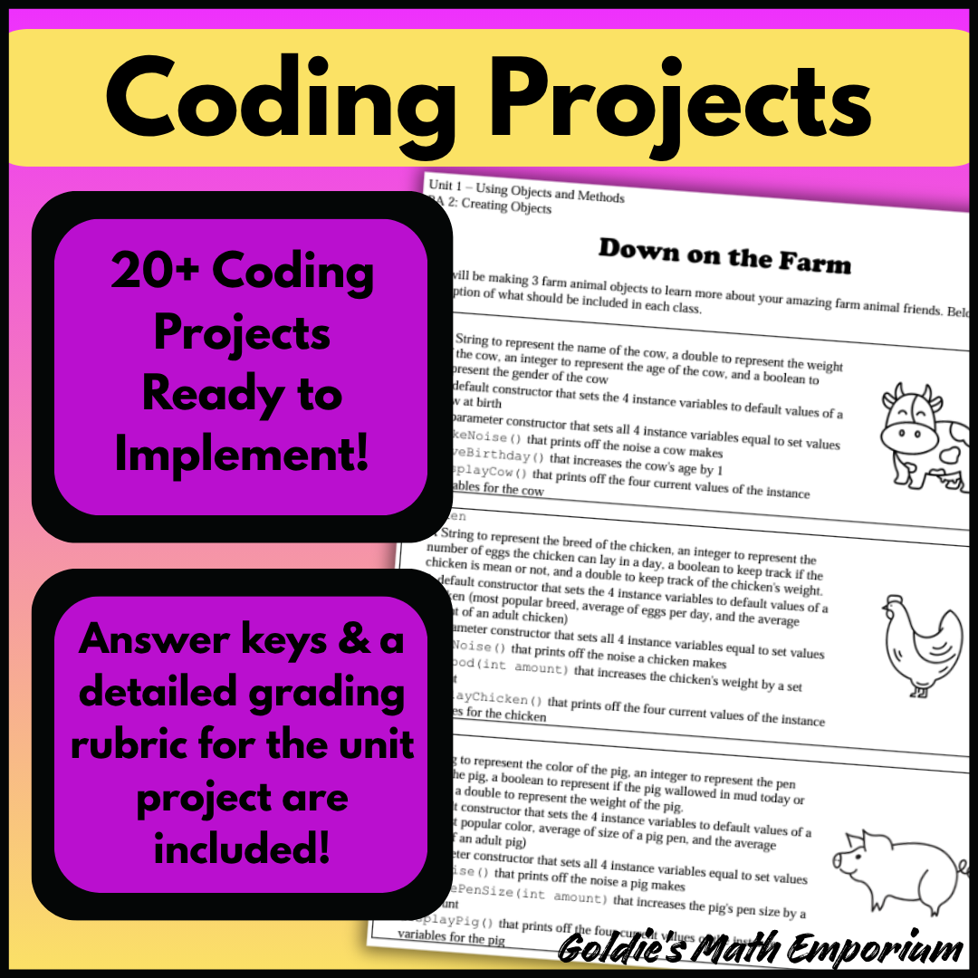 Goldie's PROJECT & ACTIVITY BUNDLE for AP® Computer Science A