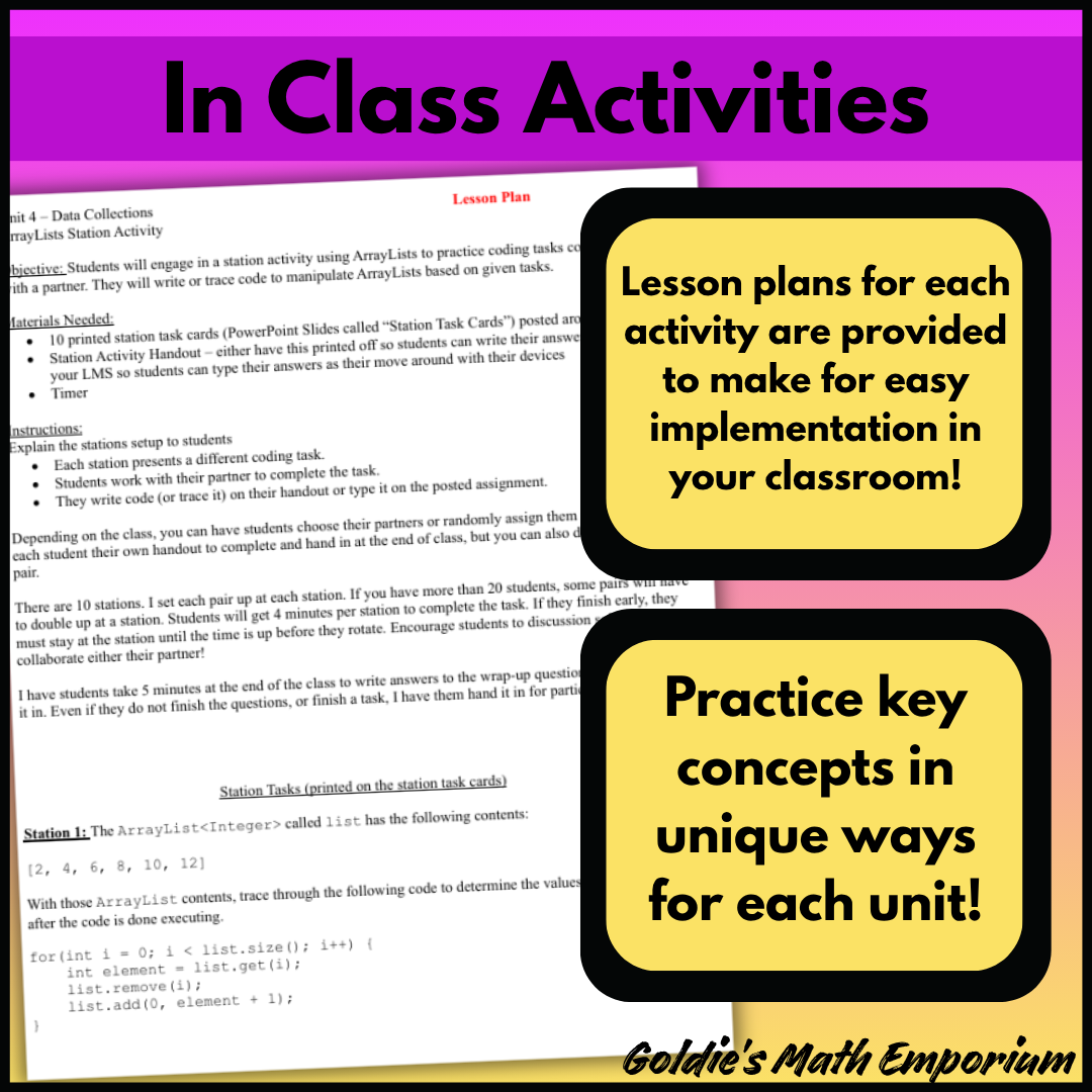 Goldie's PROJECT & ACTIVITY BUNDLE for AP® Computer Science A