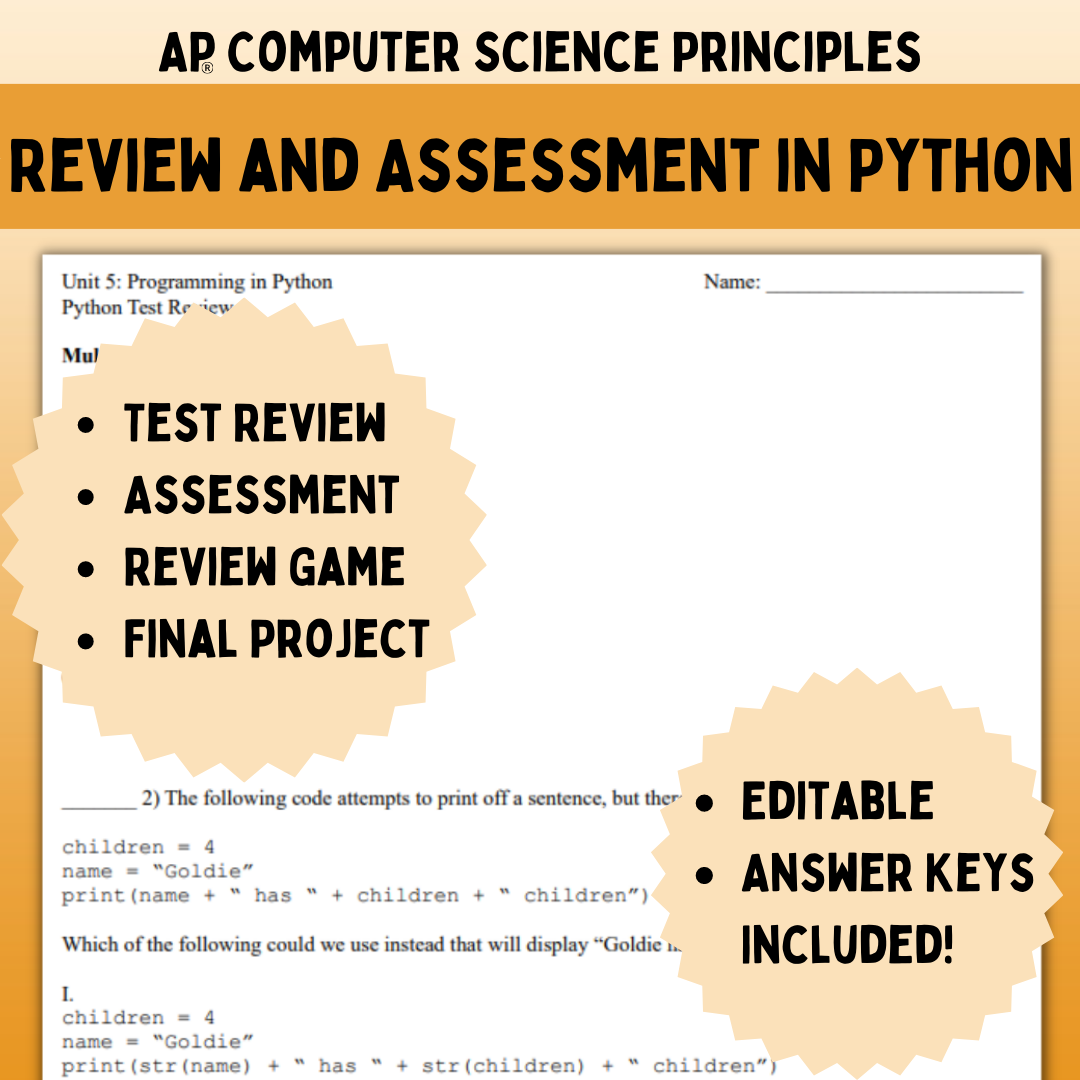 Goldie’s AP® CSP Programming in Python – Review and Assessment