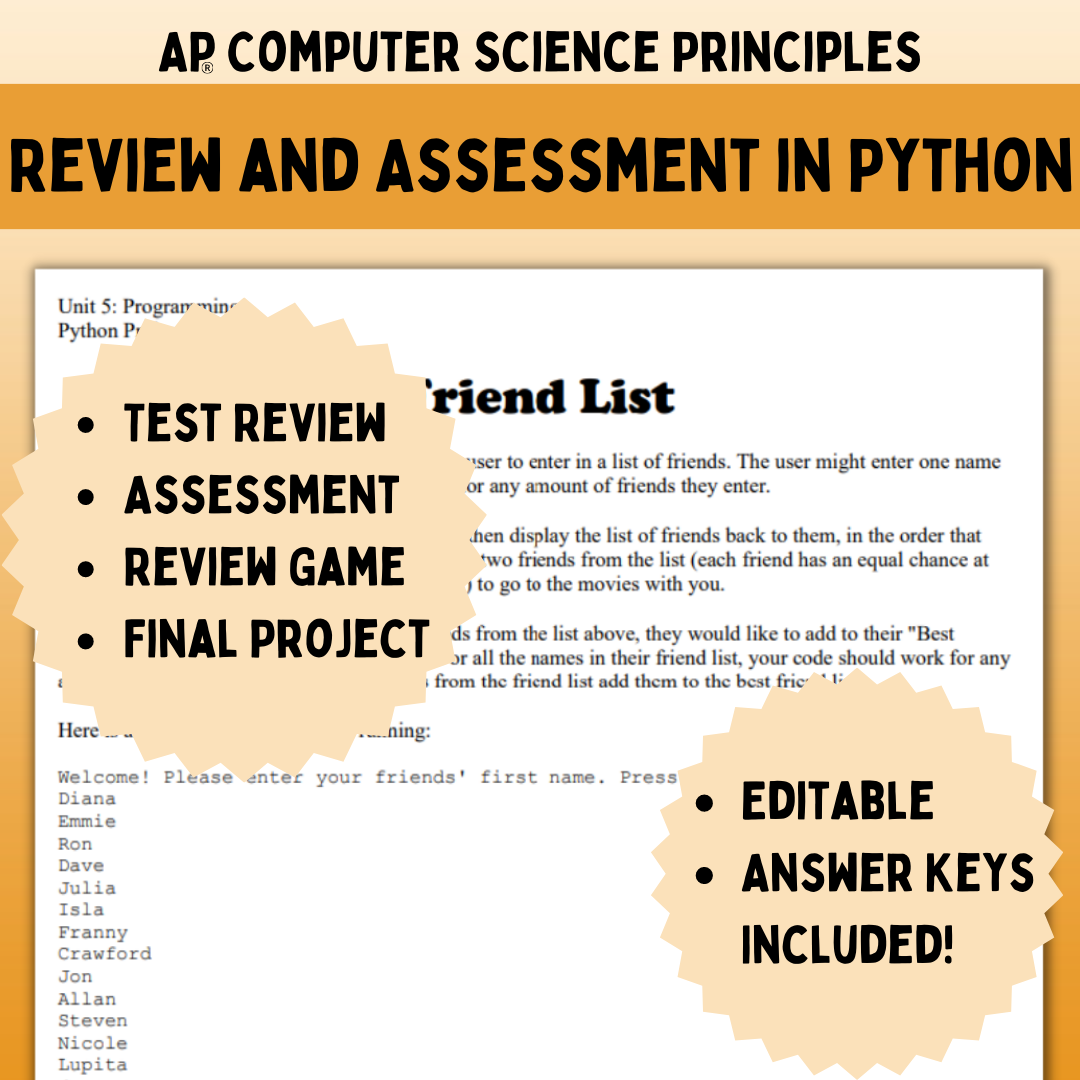 Goldie’s AP® CSP Programming in Python – Review and Assessment