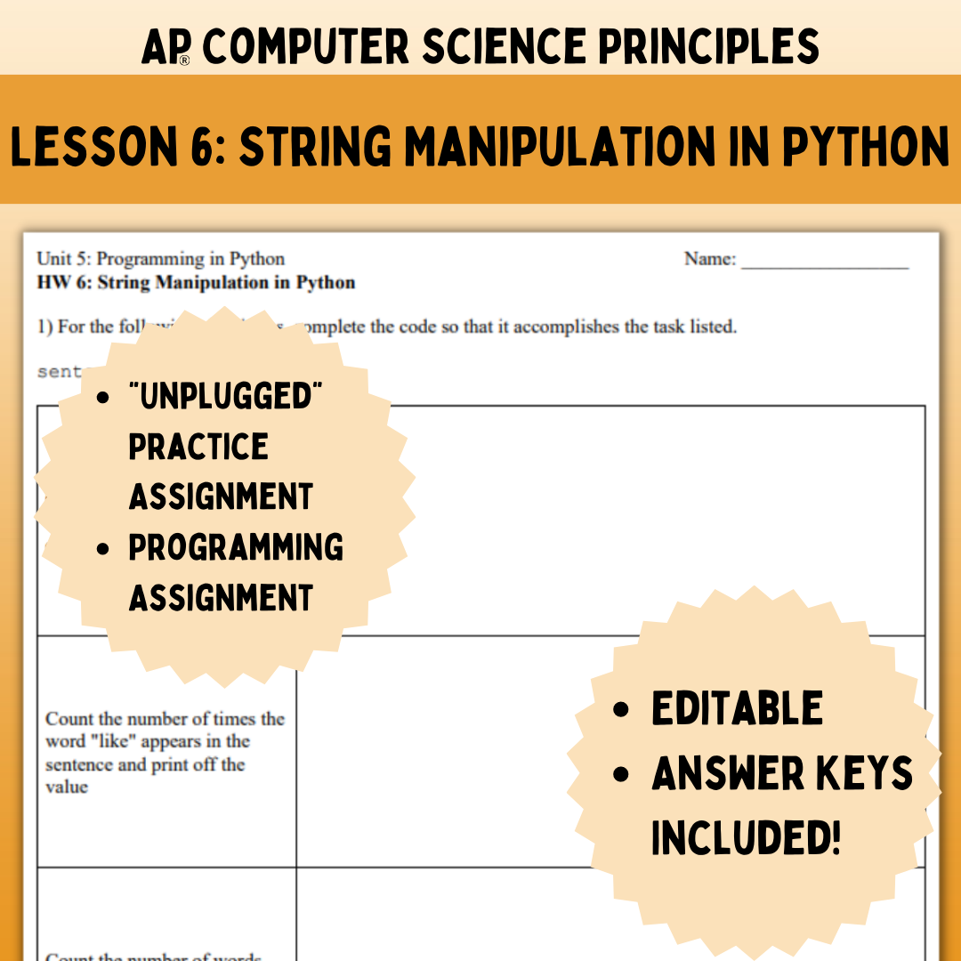 Goldie’s AP® CSP Programming in Python – Lesson 6: String Manipulation