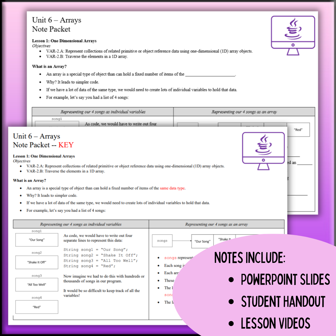 Goldie's Unit 6 GUIDED NOTES for AP® Computer Science A