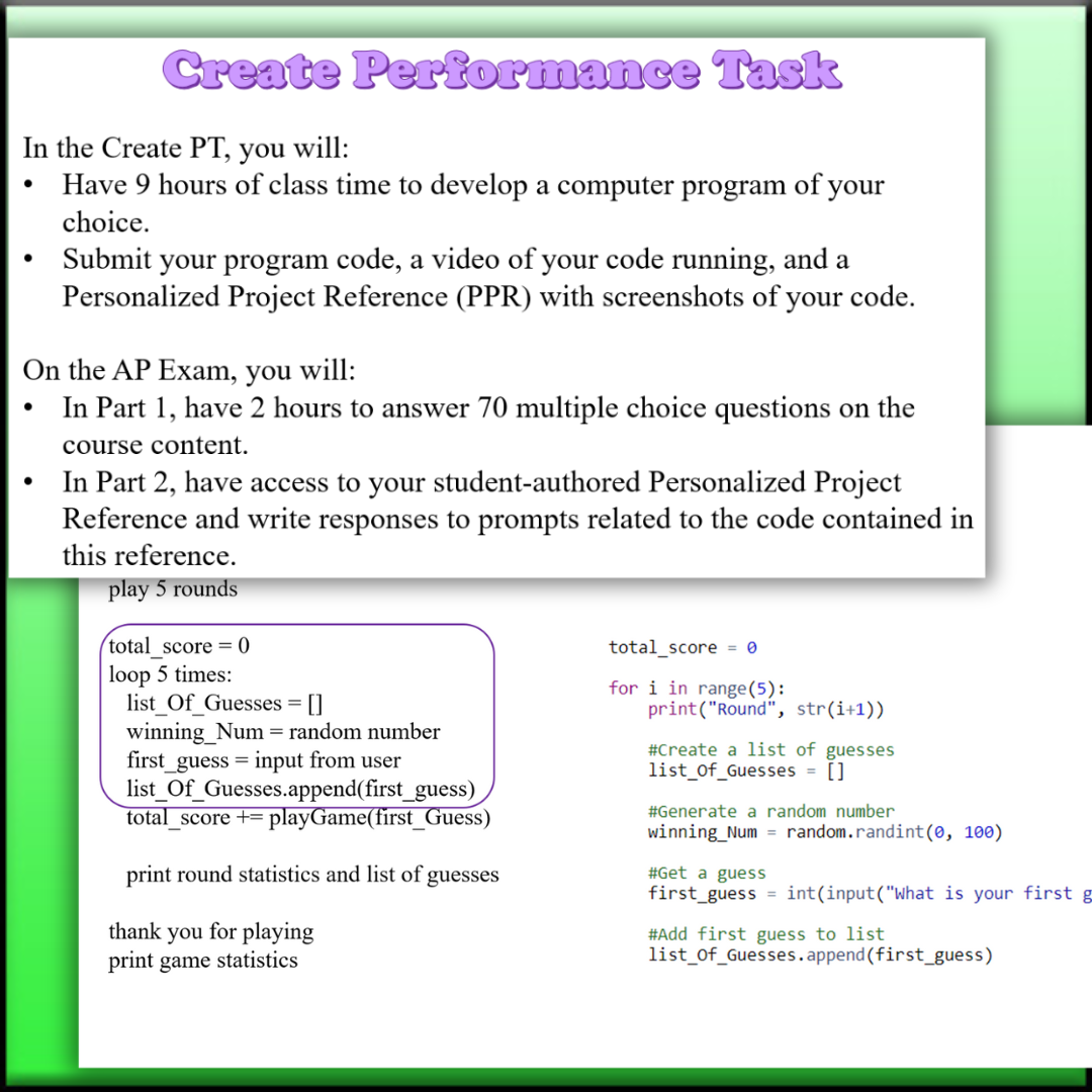 Goldie's 2025 Create Performance Task Lesson Plans for AP® CSP -- FREE