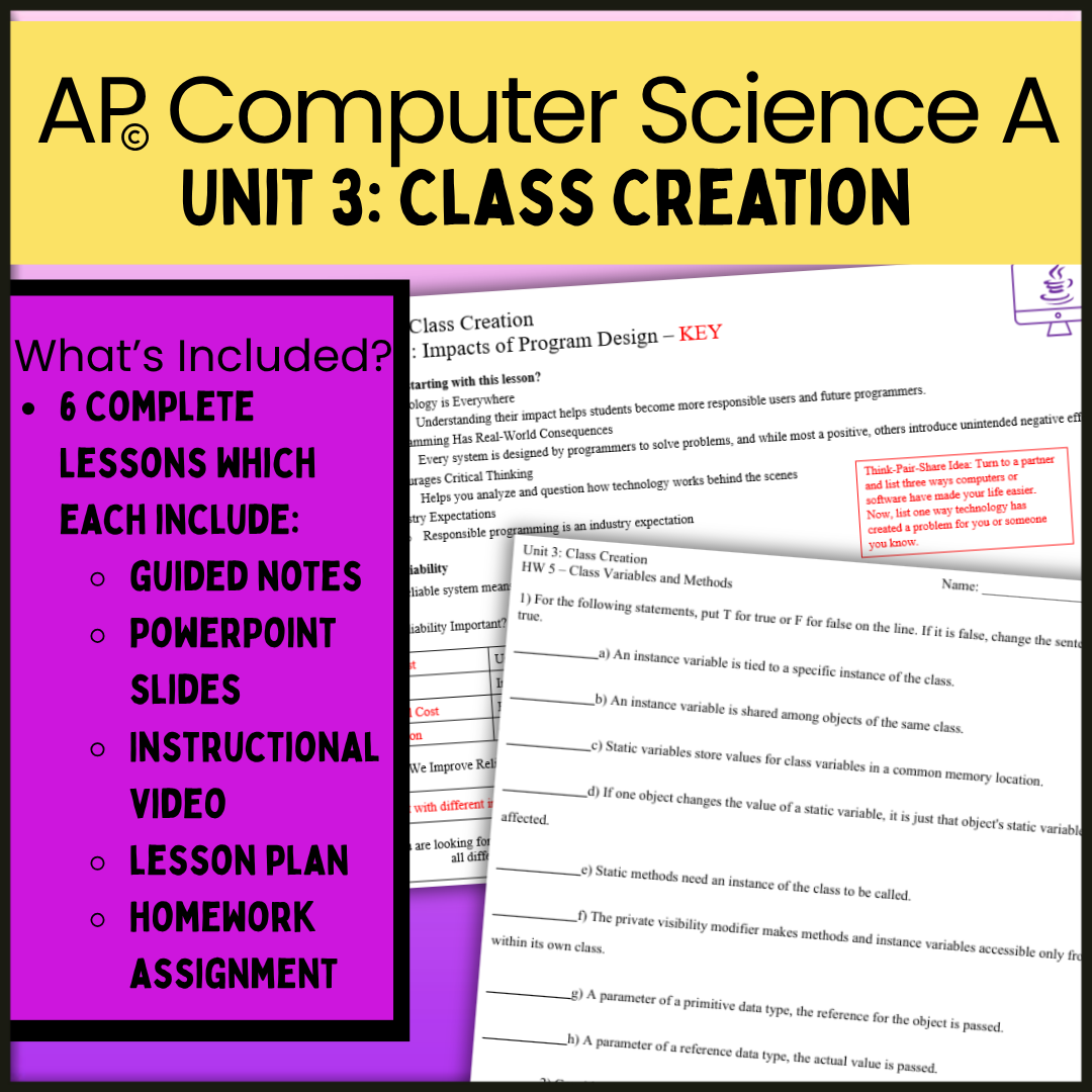 Goldie's UNIT 3 LESSON BUNDLE for AP® Computer Science A