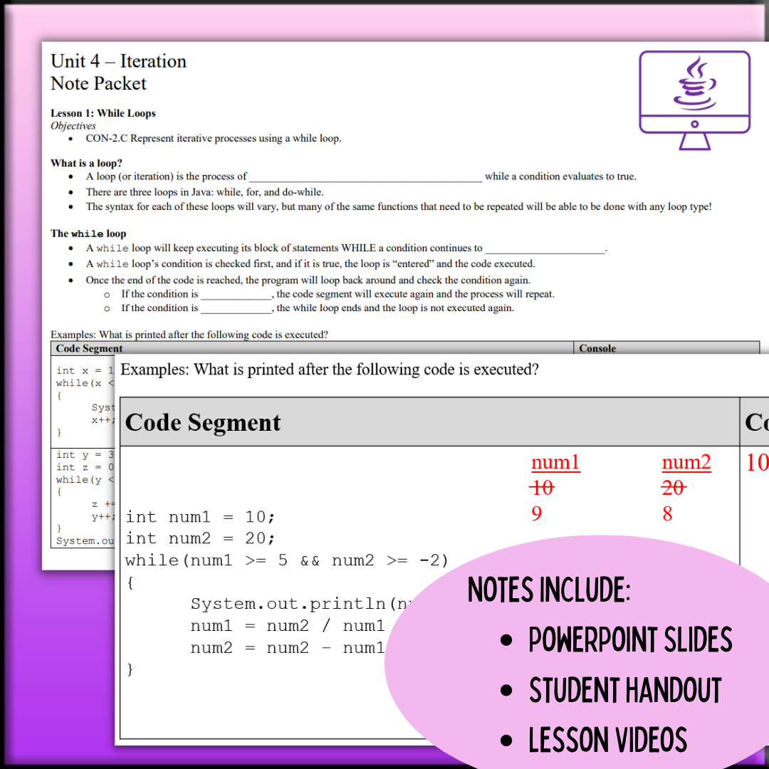 Goldie's Unit 4 GUIDED NOTES for AP® Computer Science A