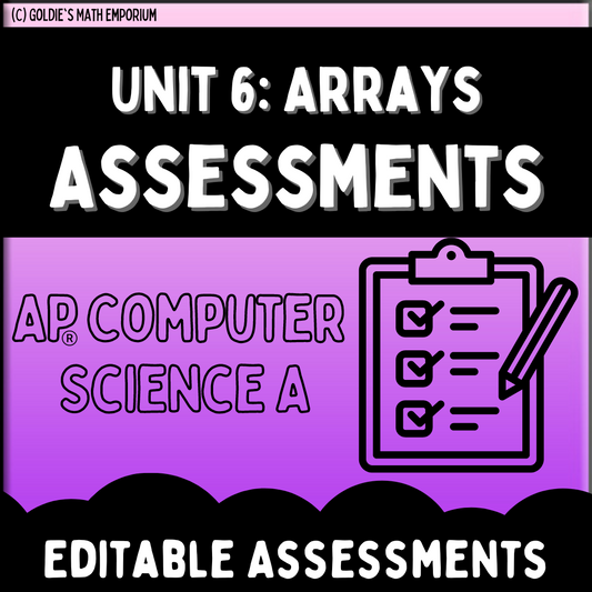 Goldie’s Unit 6: Arrays Assessments for AP® Computer Science A