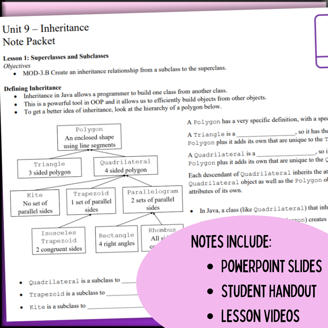 Goldie's Unit 9 GUIDED NOTES for AP® Computer Science A