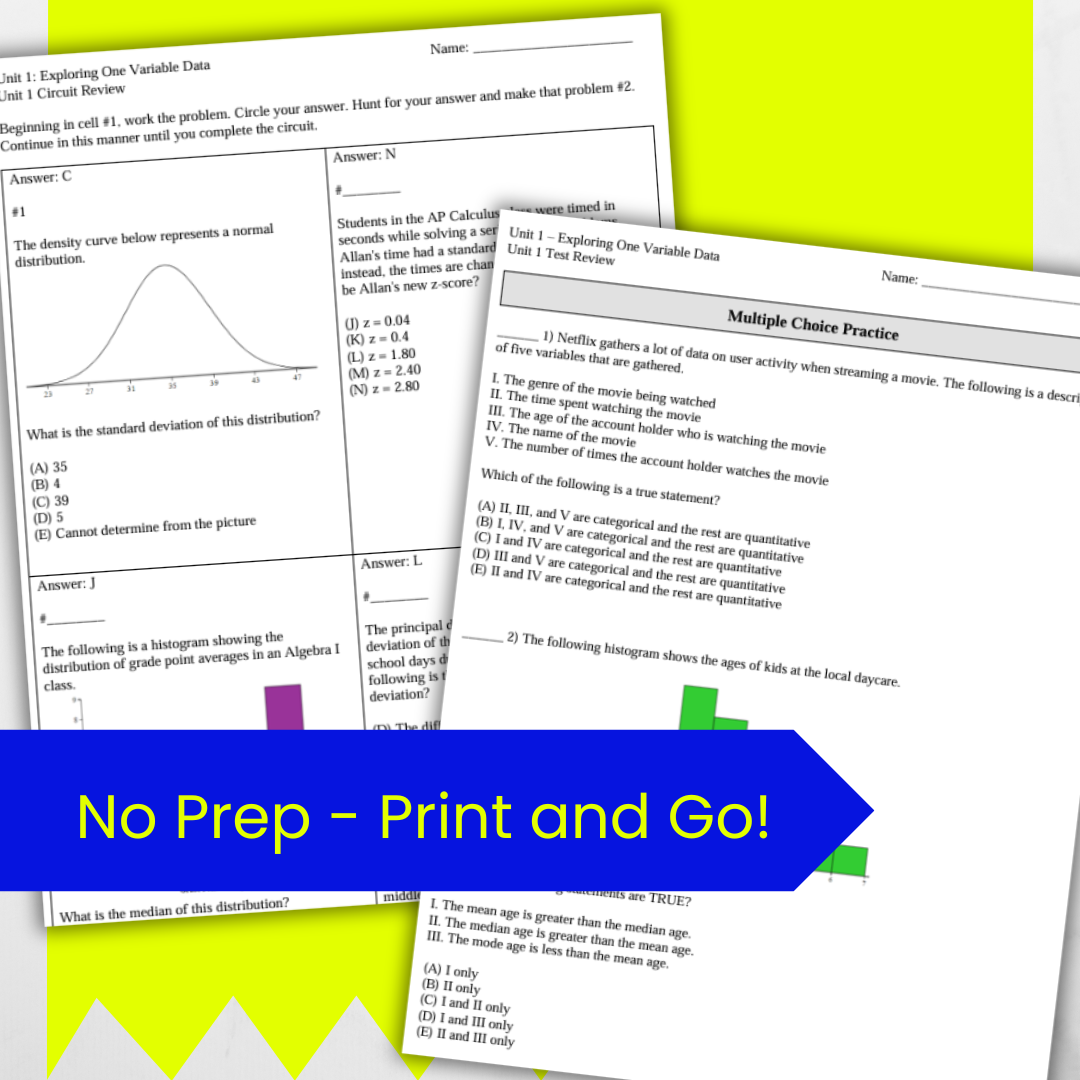 Goldie’s AP® Statistics UNIT 1 PLANS – Exploring One Variable Data