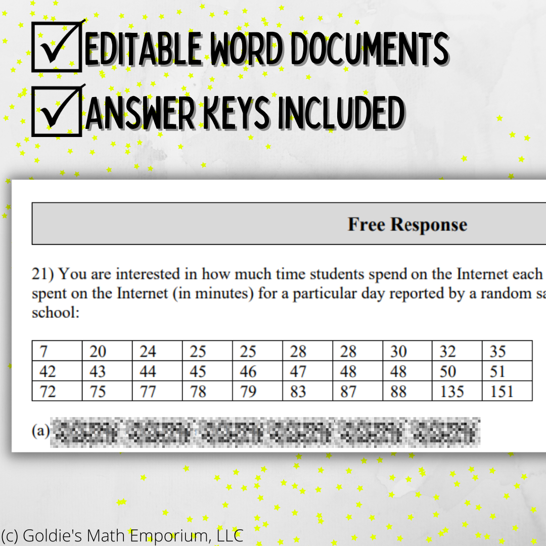 Goldie’s Unit 1 - Exploring One Variable Data - Assessments for AP® Statistics