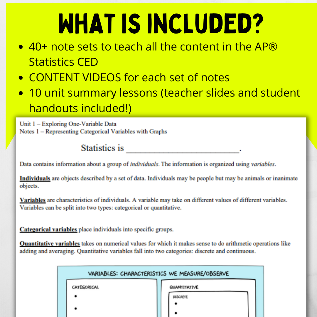 Goldie’s Guided Note Bundle for AP® Statistics