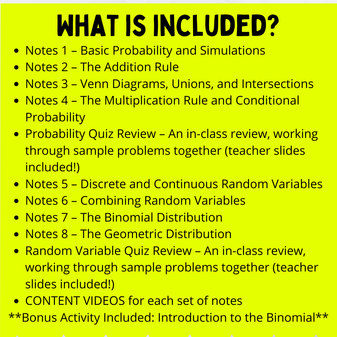 Goldie’s Unit 4 - Probability and Random Variables - GUIDED NOTES for AP® Statistics
