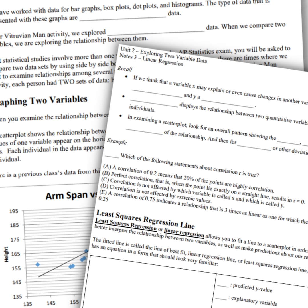 Goldie’s Unit 2 - Exploring Two Variable Data - GUIDED NOTES for AP® Statistics