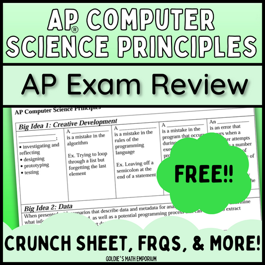 Goldie’s AP® Computer Science Principles Exam Review – FREE!!