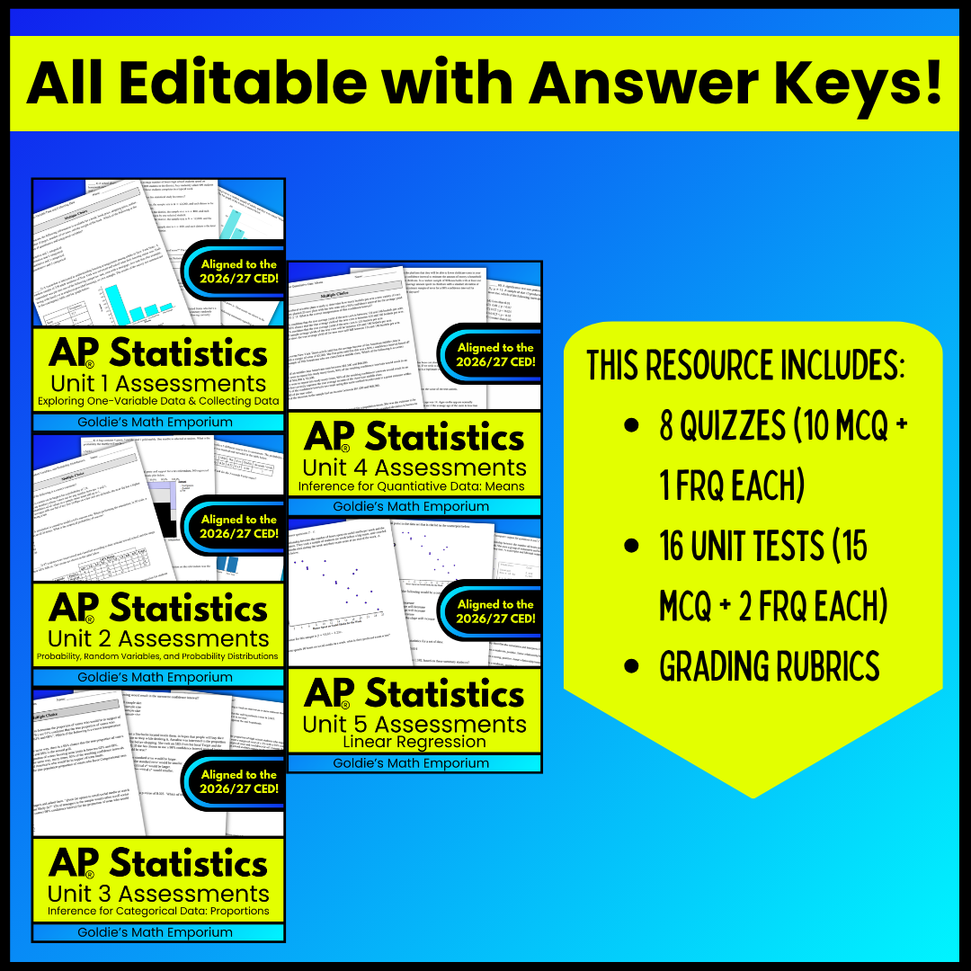 Goldie’s Assessment Bundle for AP® Statistics