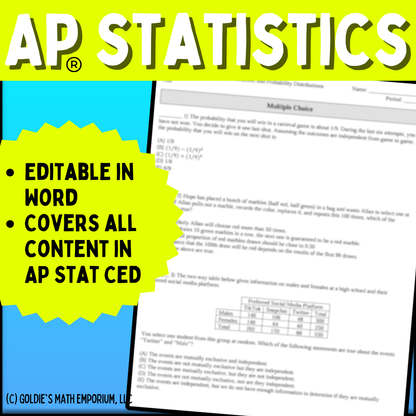 Goldie’s Assessment Bundle for AP® Statistics