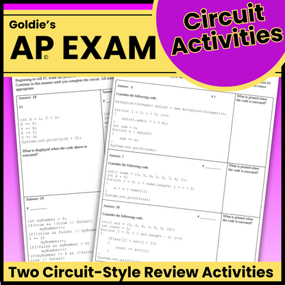 AP® Computer Science A | Goldie's Circuit Review Activities | AP Exam Test Prep