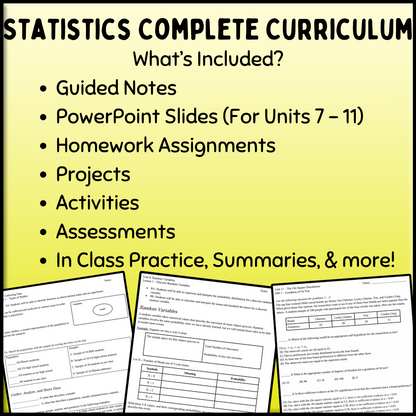 Statistics: COMPLETE Curriculum Bundle (Units 1 - 11)