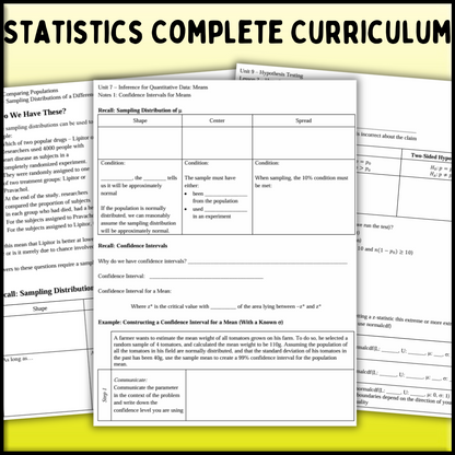 Statistics: COMPLETE Curriculum Bundle (Units 1 - 12)