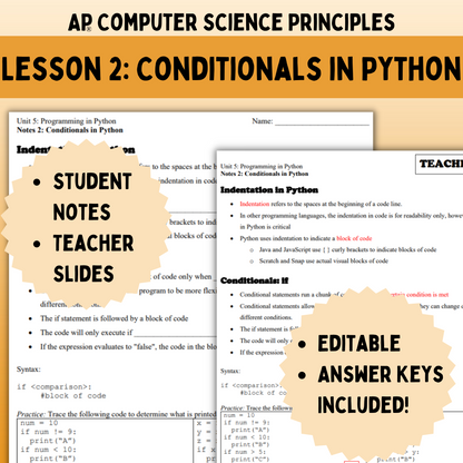 Goldie’s AP® CSP Programming in Python – Lesson 2: Conditionals