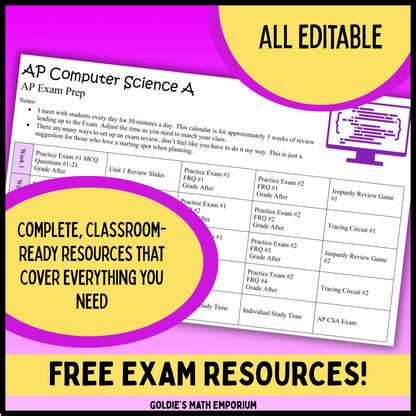 FREE AP® Computer Science A | Goldie's Exam Review | AP Exam Test Prep