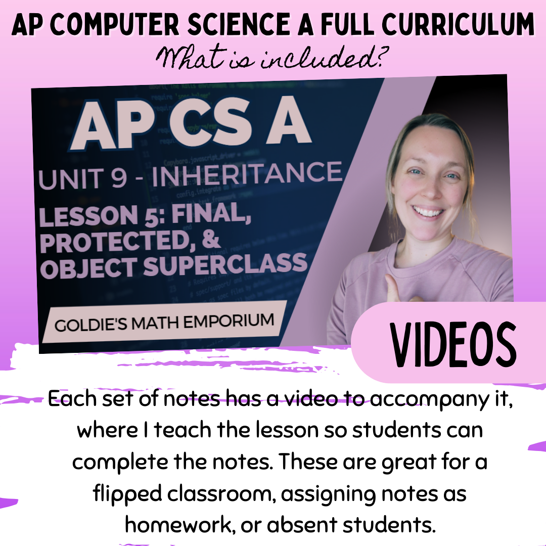 Goldie's FULL CURRICULUM for AP® Computer Science A – Goldie's Math ...