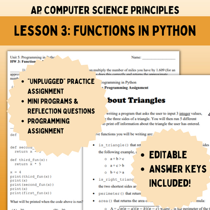 Goldie’s AP® CSP Programming in Python – Lesson 3: Functions