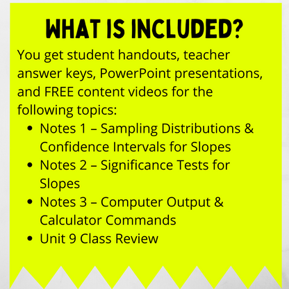 Goldie’s Unit 9 - Inference for Slopes - GUIDED NOTES for AP® Statistics