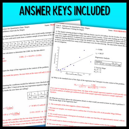 Goldie’s Unit 9 - Inference for Slopes - Homework for AP® Statistics