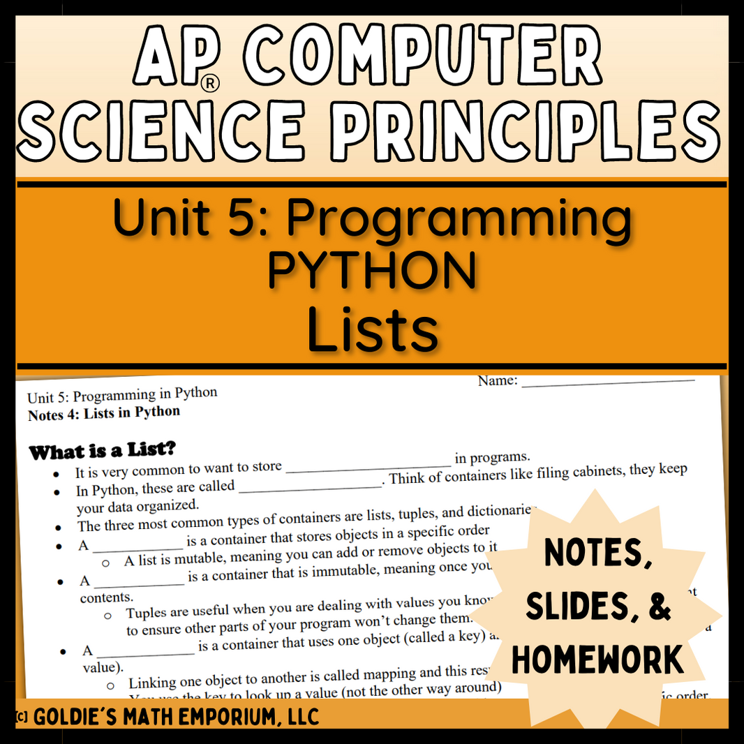 Python Programming – Goldie's Math Emporium