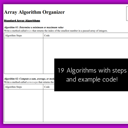 FREE Array Algorithm Organizer for AP CSA