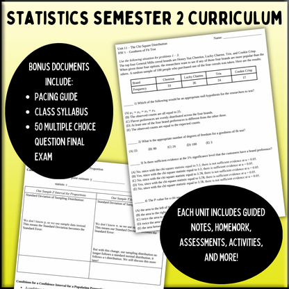 Statistics: Semester 2 Curriculum Bundle (Units 7 - 12)