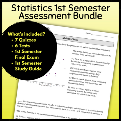 Statistics Semester 1 Assessment Bundle