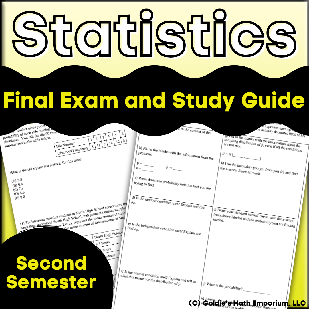 Statistics: Semester 2 Final Exam and Study Guide